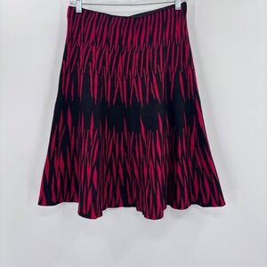 Y2K sioni Red Black Flame Tiger Stripe Knit Flare Skirt M Vintage 2000s McBling